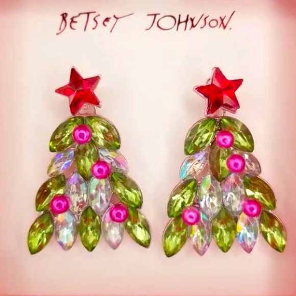 New BETSEY JOHNSON Christmas Tree Post Earrings - Picture 6 of 17